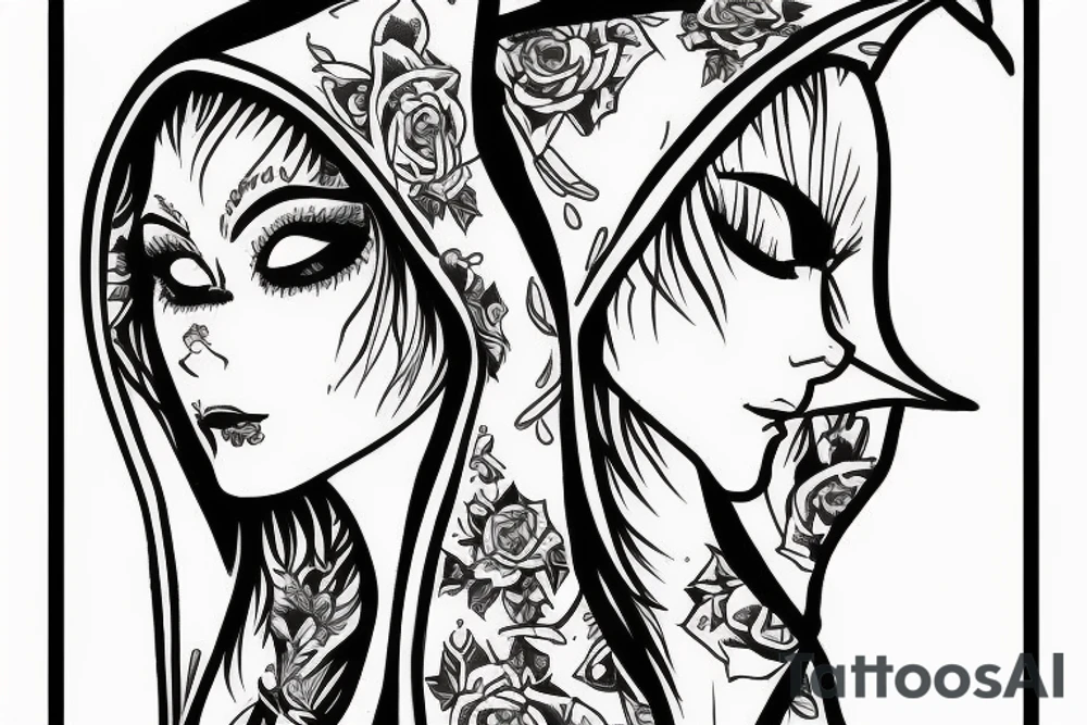 female elf hooded tattoo idea