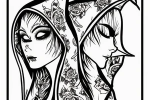 female elf hooded tattoo idea