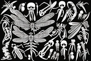 Dragonfly made of bones tattoo idea