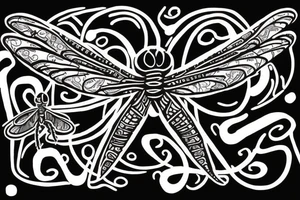 Dragonfly made of bones tattoo idea