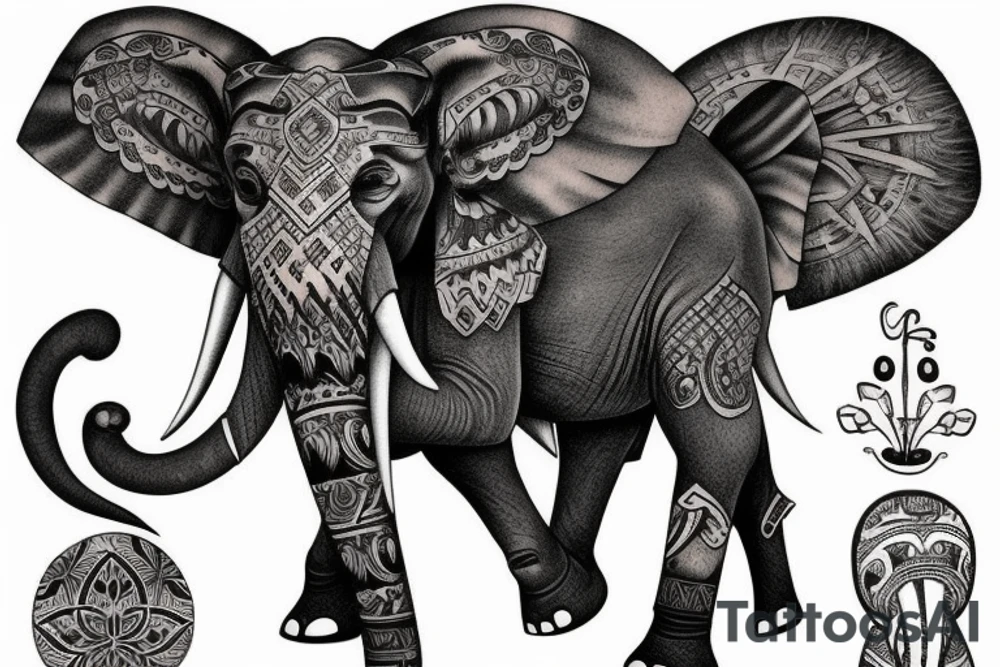 Elephant and Uranus god tattoo idea