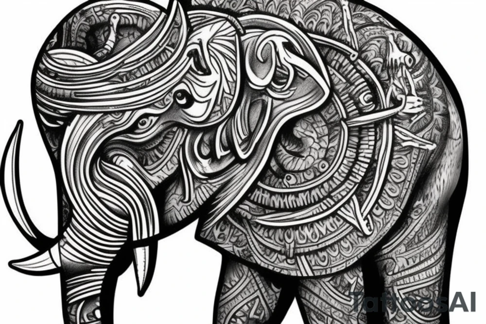Elephant and Uranus god tattoo idea