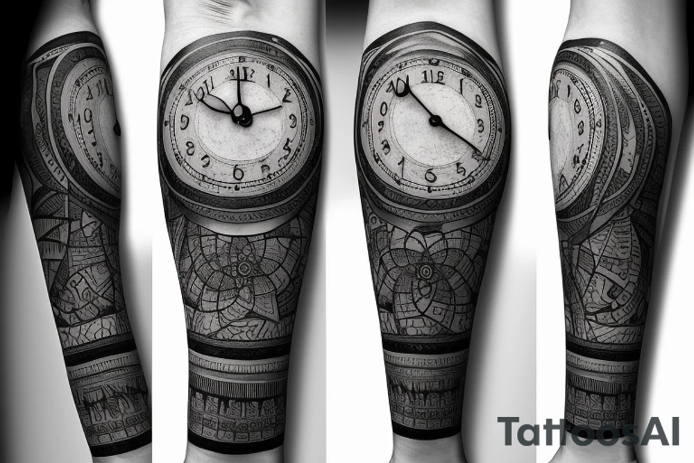 Elephant with solar clock tattoo idea