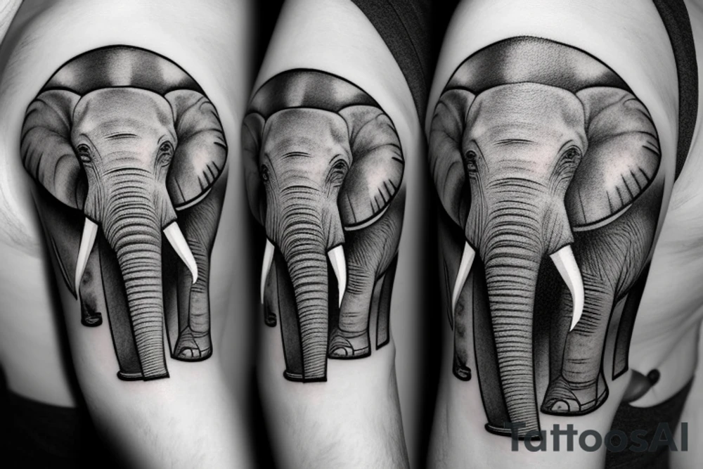 Elephant with solar clock tattoo idea