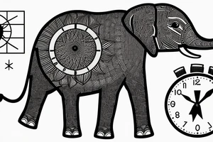 Elephant with solar clock tattoo idea