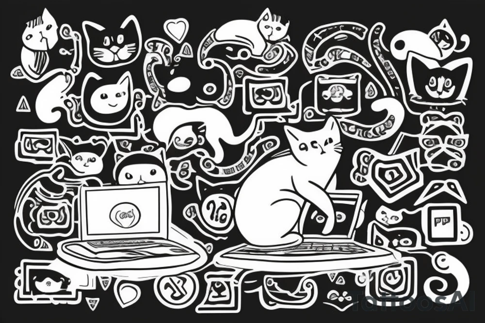 a cat programming with a laptop tattoo idea