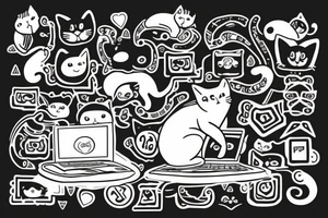 a cat programming with a laptop tattoo idea
