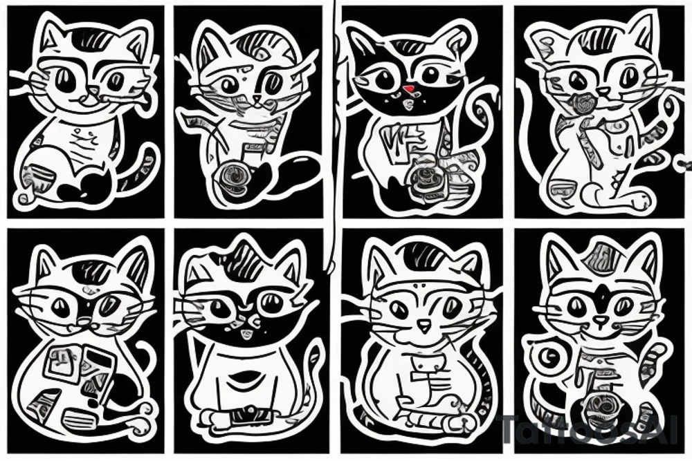 a cat programming with a laptop tattoo idea