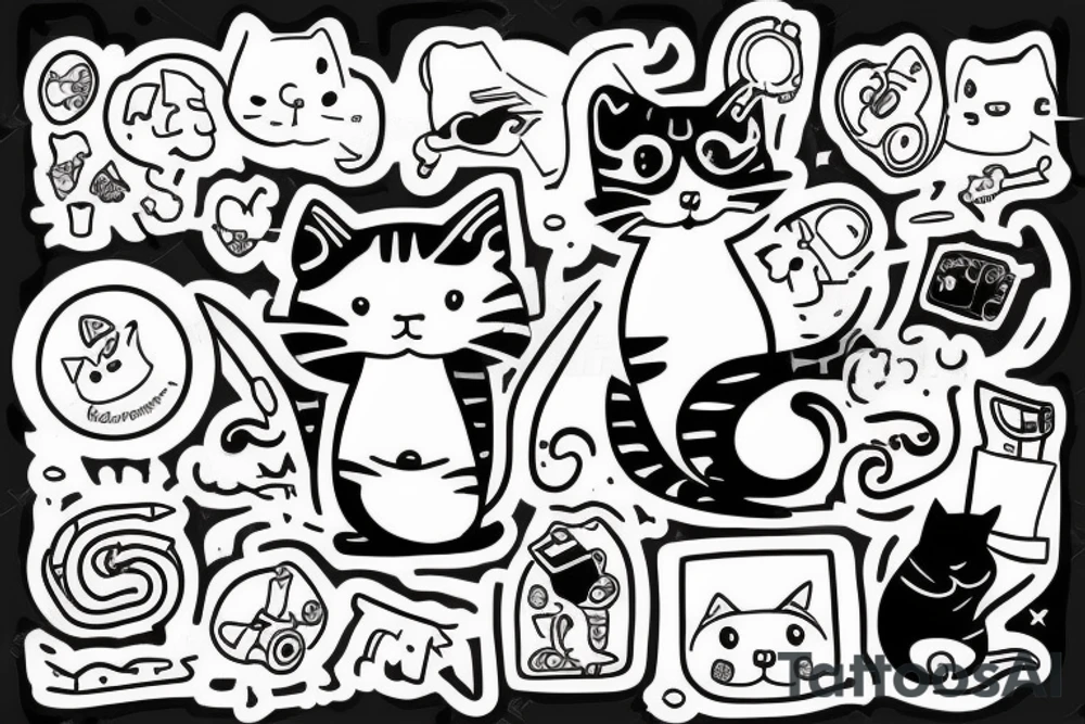 a cat programming with a laptop tattoo idea