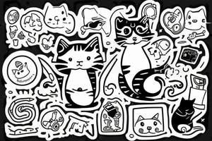 a cat programming with a laptop tattoo idea