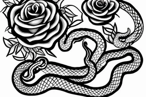calm snake around the rose tattoo idea
