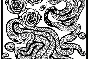 calm snake around the rose tattoo idea