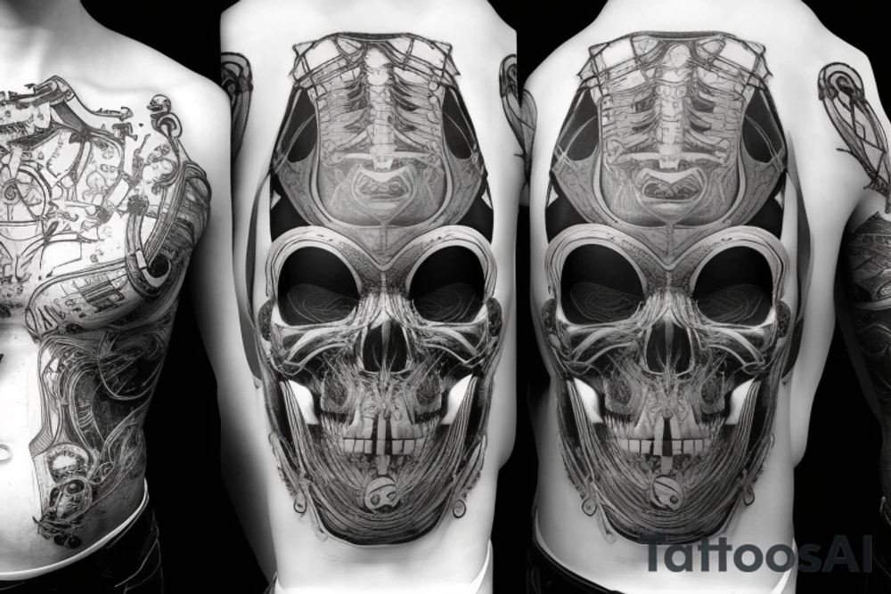 cyberpunk skull wearing vr-headset on tattoo idea