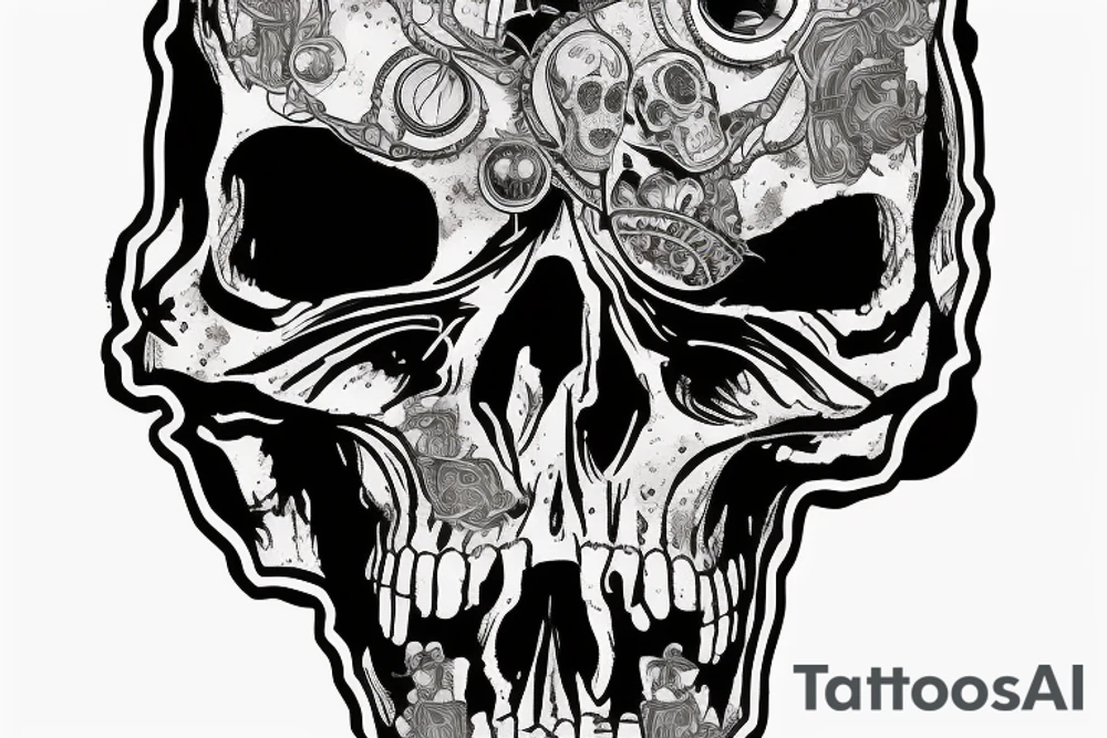 mecahnical skull wearing vr-headset on circuit board tattoo idea mecahnical skull wearing vr-headset on circuit board tattoo idea