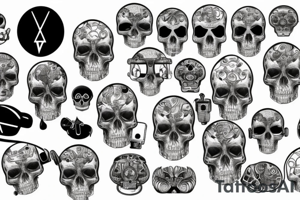 mecahnical skull wearing vr-headset on circuit board tattoo idea mecahnical skull wearing vr-headset on circuit board tattoo idea