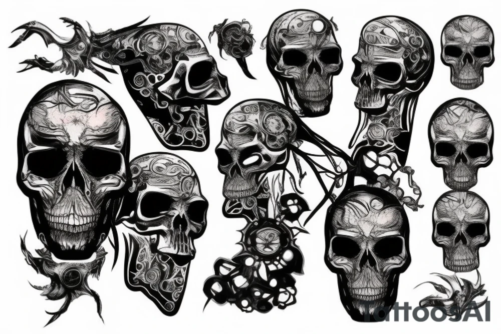 mecahnical skull, cyberpunk tattoo idea