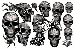 mecahnical skull, cyberpunk tattoo idea