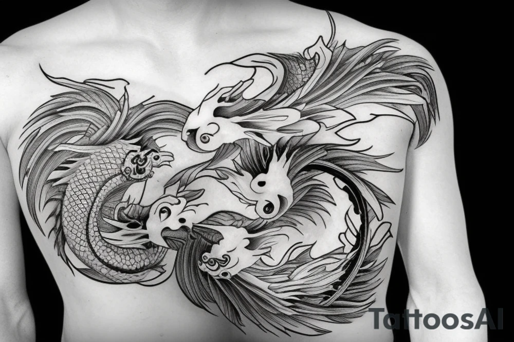 Yin yang koi fish, dragon tattoo idea