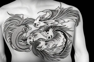 Yin yang koi fish, dragon tattoo idea