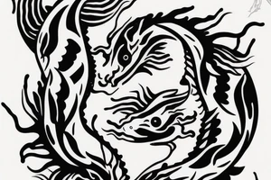 Yin yang koi fish, dragon tattoo idea