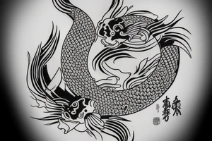 Yin yang koi fish ascending dragon tattoo idea
