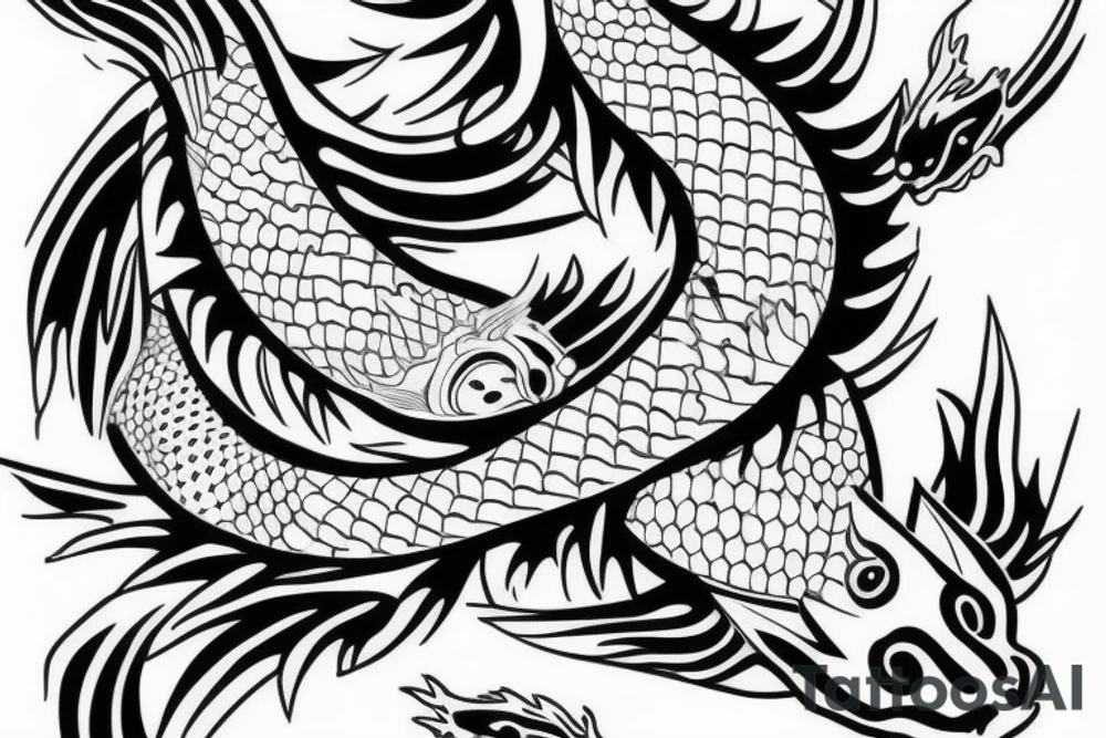 Yin yang koi fish ascending dragon tattoo idea