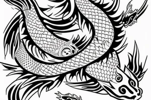 Yin yang koi fish ascending dragon tattoo idea