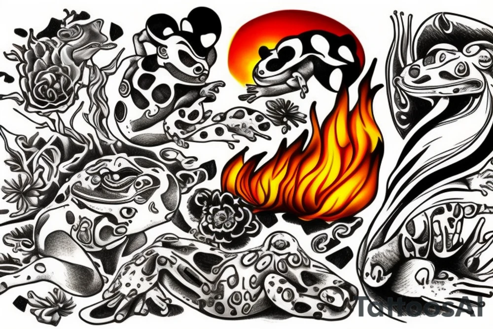 frog on fire tattoo idea
