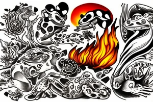 frog on fire tattoo idea