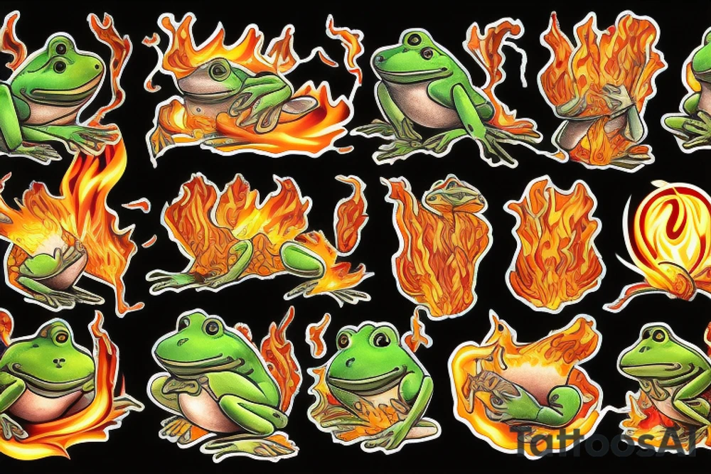 frog on fire tattoo idea