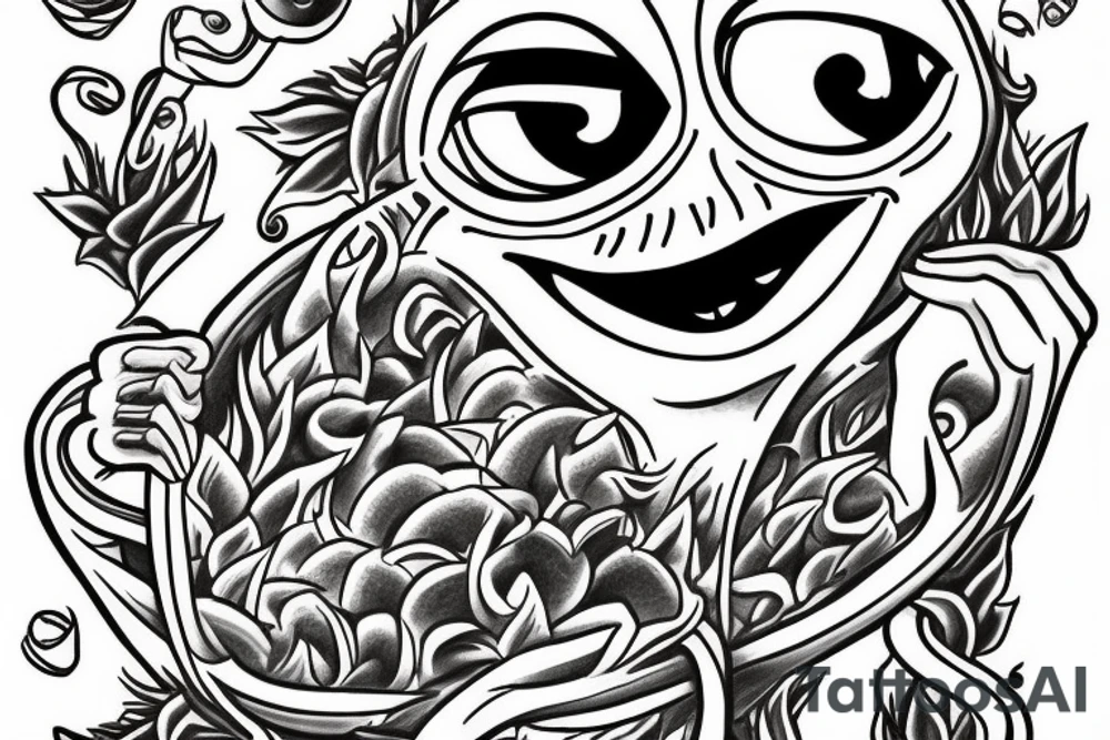 Pepe the frog on fire tattoo idea