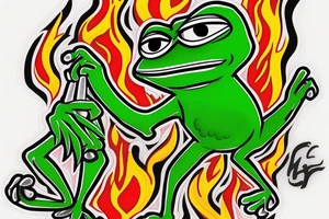 Pepe the frog on fire tattoo idea