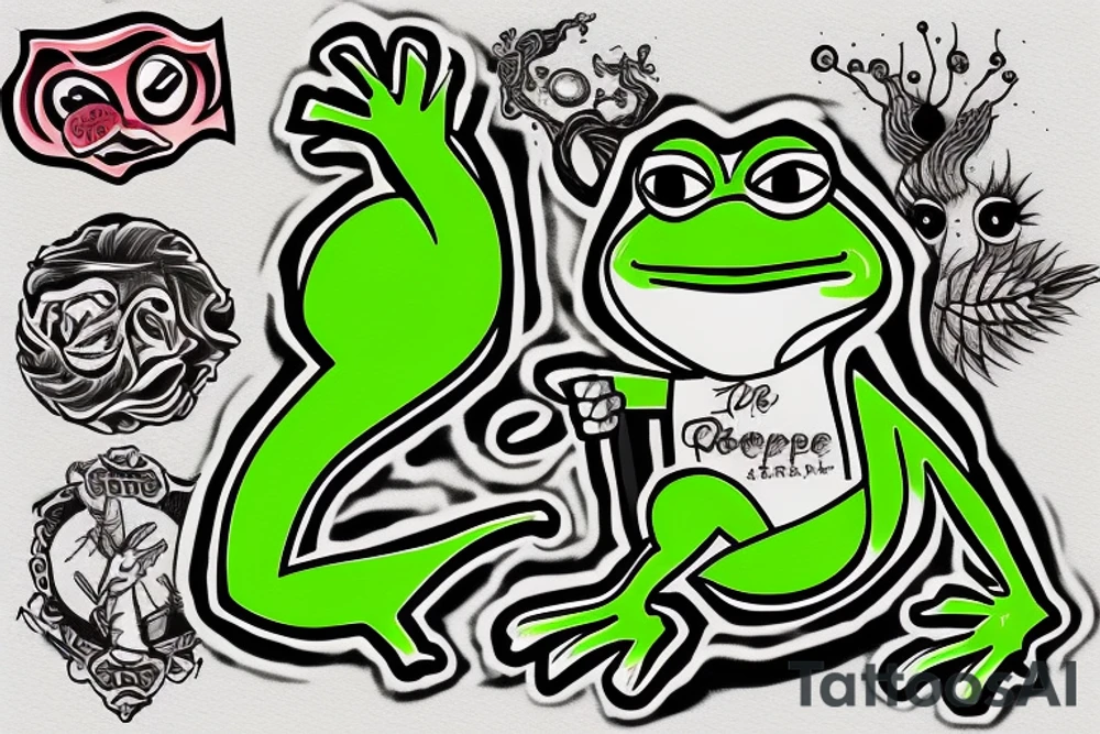 Pepe the frog on fire tattoo idea