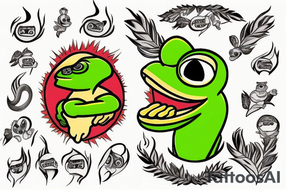 Pepe the frog on fire tattoo idea