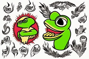Pepe the frog on fire tattoo idea