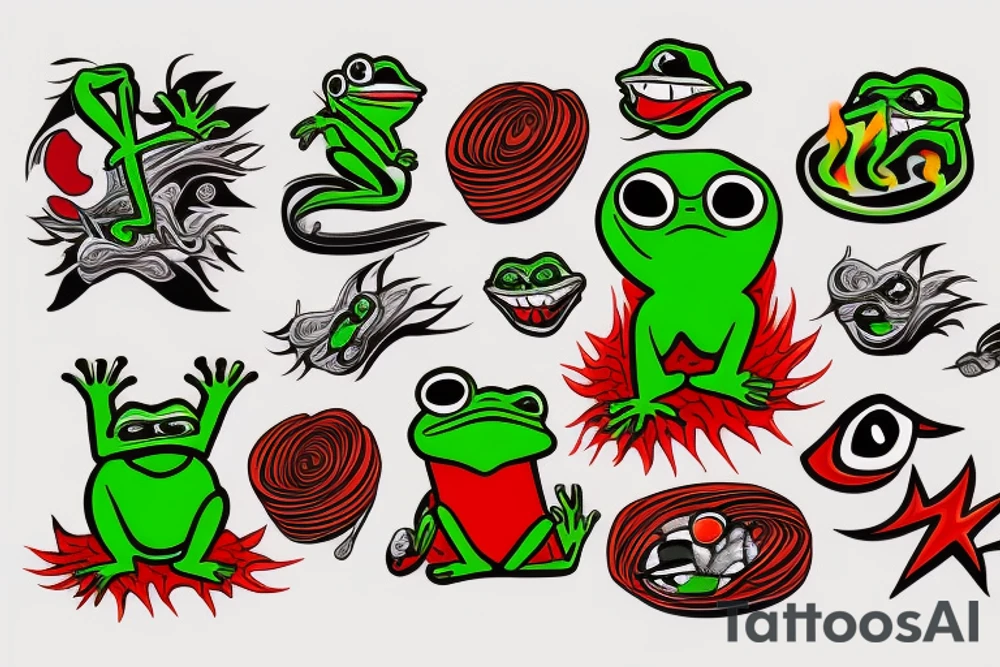 Pepe the frog on fire tattoo idea