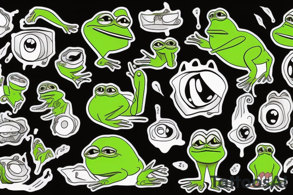 Pepe the frog on fire tattoo idea