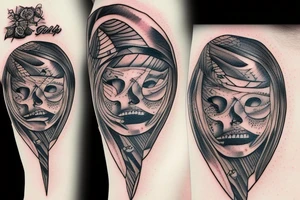 Knife Tattoo that incorporated the phrases: "Delayed Gratification", "Perseverance" tattoo idea