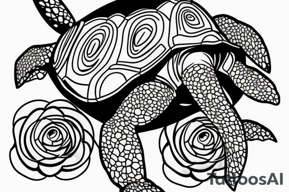 The turtle crawls towards the light through the dark forest tattoo idea