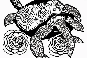 The turtle crawls towards the light through the dark forest tattoo idea