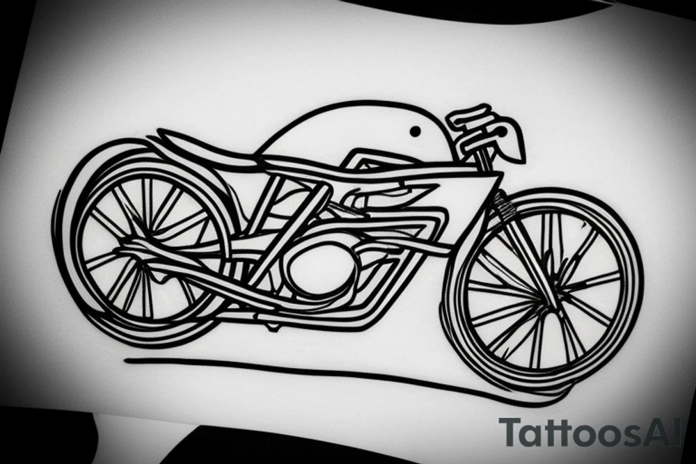 minimalist tattoo of a racing bike in this lines tattoo idea