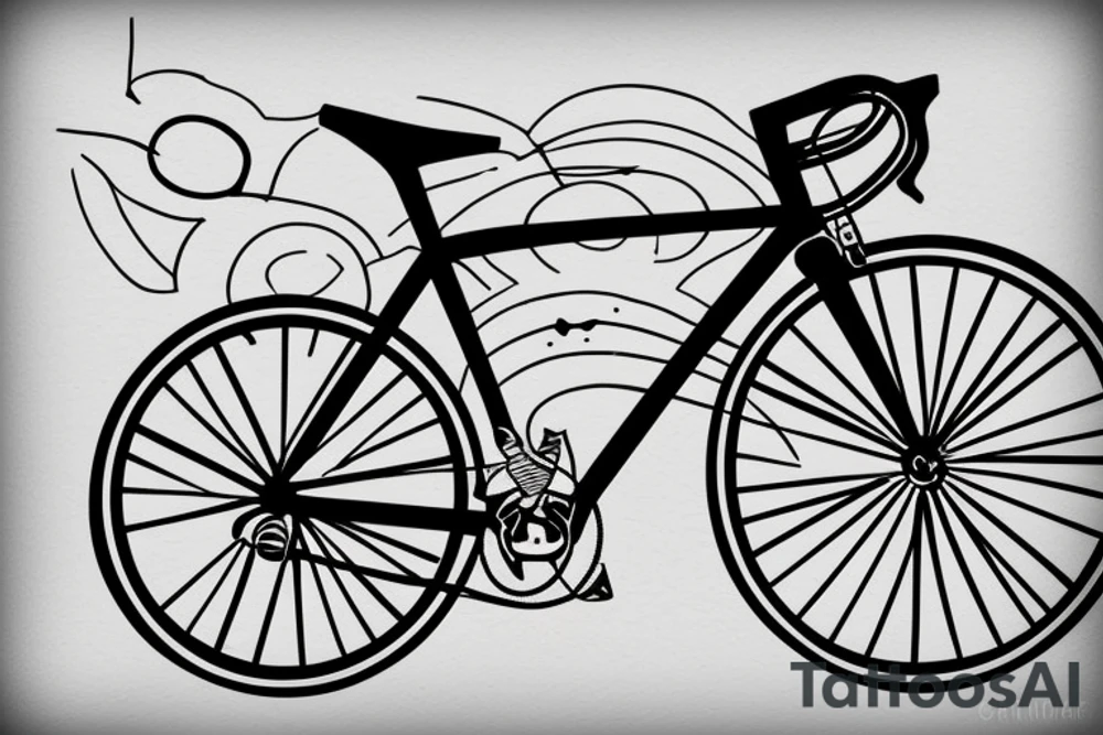 minimalist tattoo of a road bike in thic lines tattoo idea