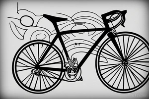 minimalist tattoo of a road bike in thic lines tattoo idea