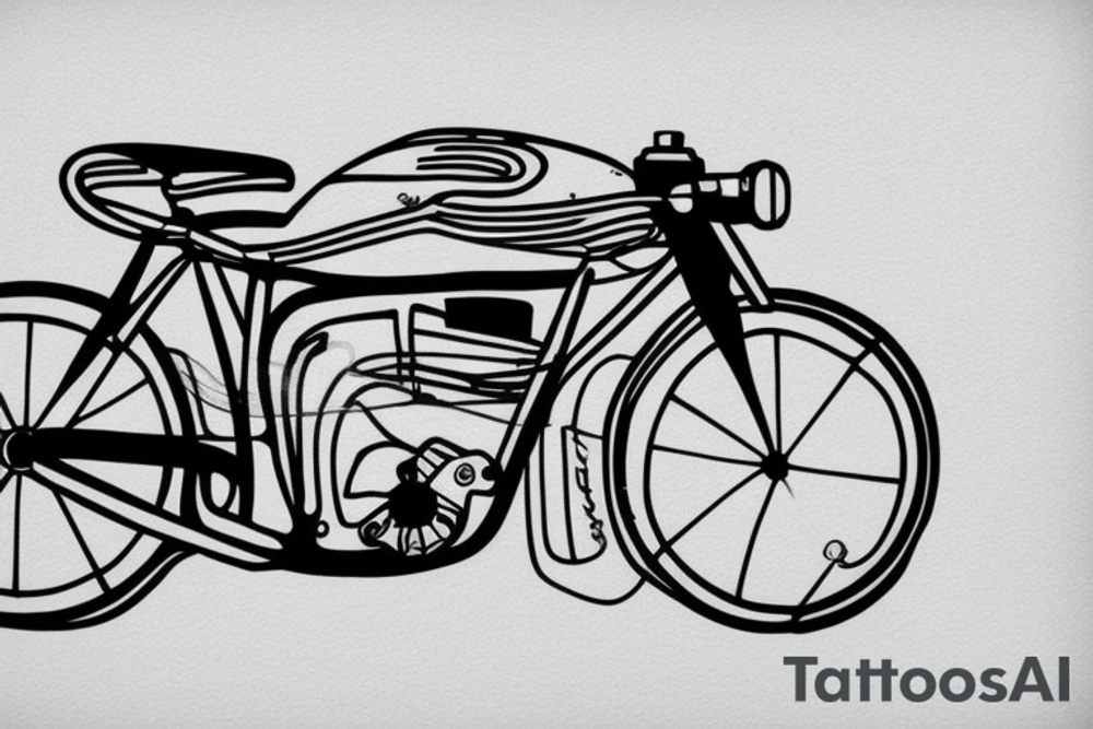 minimalist tattoo of a road bike in thic lines tattoo idea