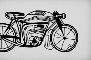 minimalist tattoo of a road bike in thic lines tattoo idea