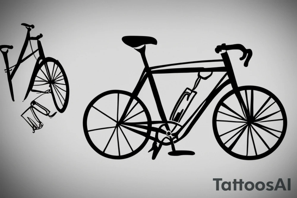 minimalistic tattoo of a road bike with the use of only a few lines tattoo idea