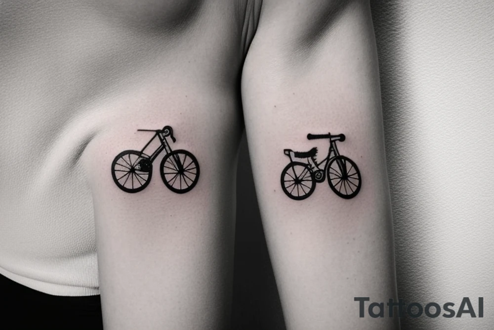 minimalistic tattoo of a road bike with the use of only a few straight lines tattoo idea
