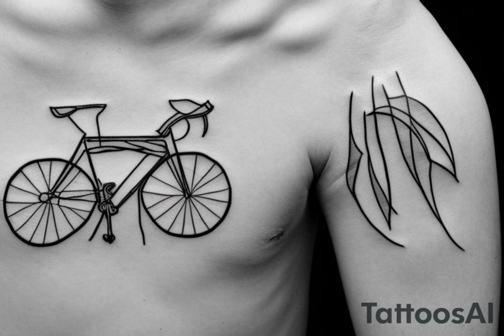 minimalistic tattoo of a road bike with the use of only a few straight lines tattoo idea
