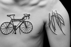 minimalistic tattoo of a road bike with the use of only a few straight lines tattoo idea