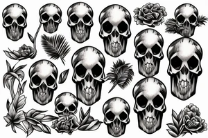 A bar shaker in the form of a skull and palm trees grow out of it tattoo idea
